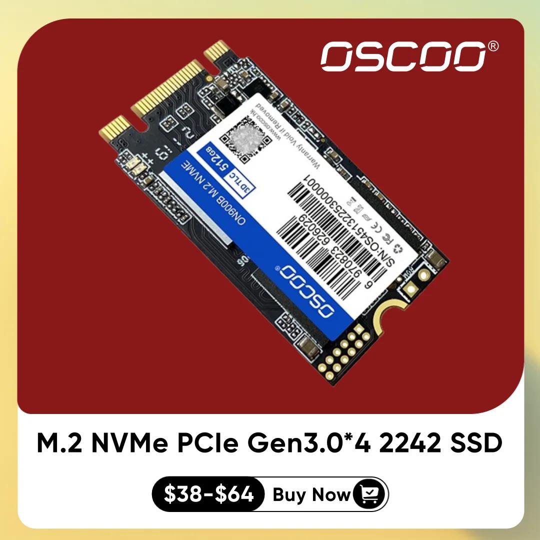 OSCOO Ʈ ũž  ָ Ʈ ̺, M.2 NVMe PCIe3.0 x 4, 2242 3D TLC NAND ÷ SSD, 2100 MB/s ϵ ̺